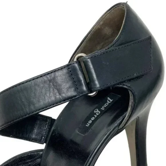 Paul Green Desire Black Leather Cross Ankle Strap Pointed-Toe Heels - Size 8.5 - Picture 4 of 7